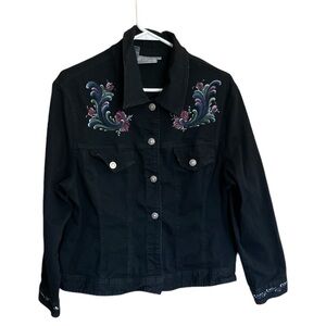 Black Denim Jacket Painted Jean Jacket Variations Brand  Size Medium